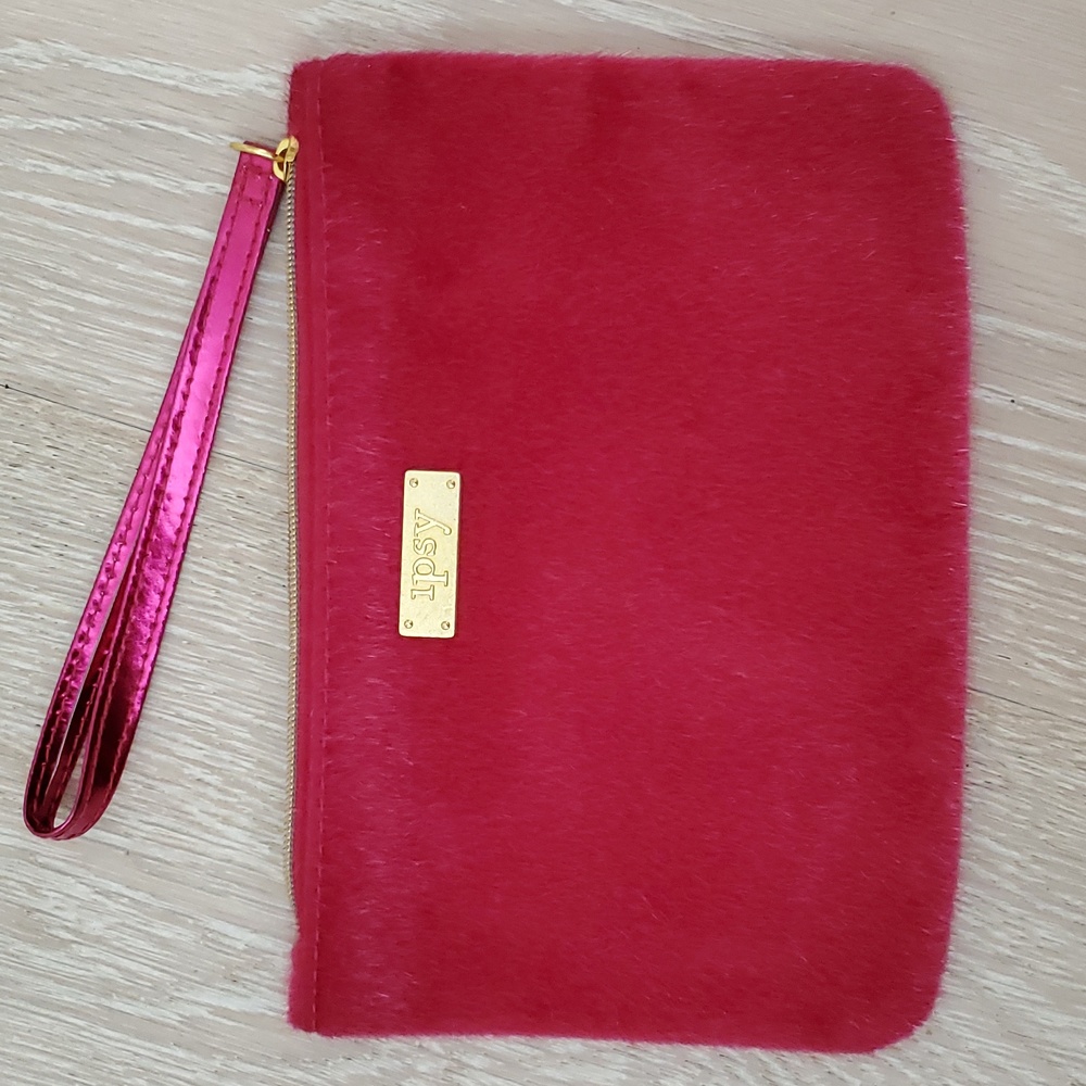 IPSY Pink Faux Fur Wristlet